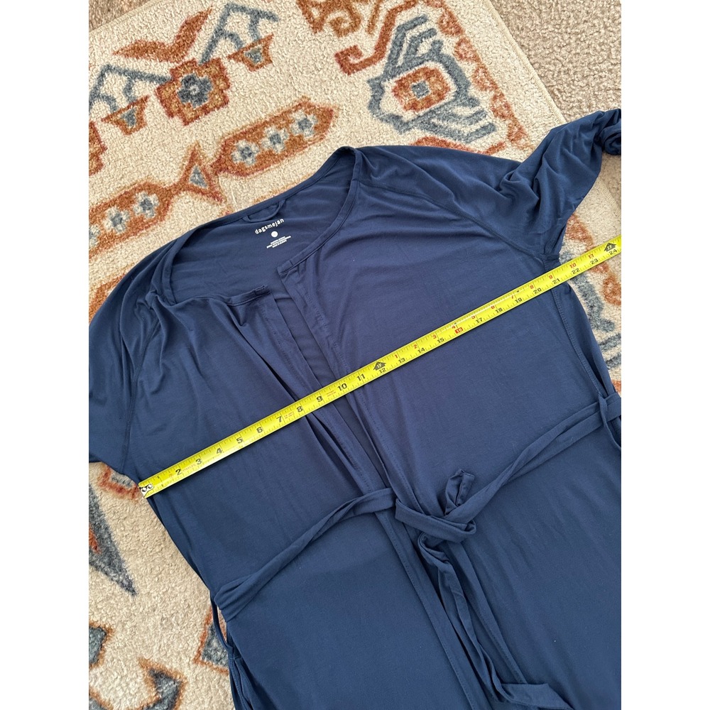Dagsmejan Blue Balance Sleep Robe Navy Blue Modal Long Sleeve Belted Pockets Sm - Picture 9 of 10